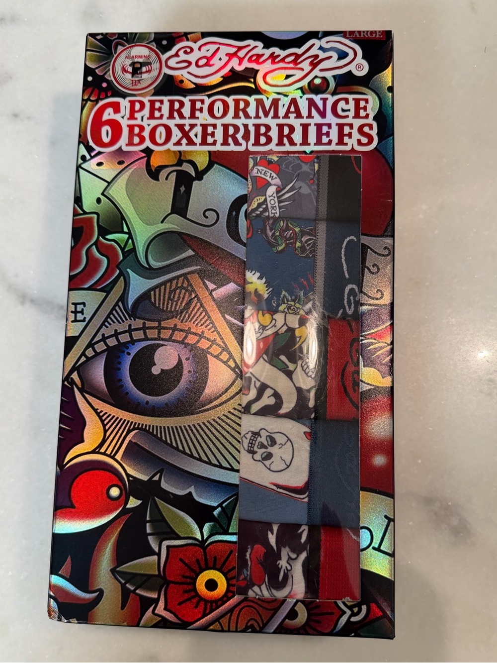 Ed Hardy Multicolor Performance Boxer Briefs Pack Large NIB